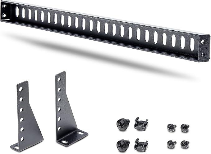 StarTech.com 1U Rack Mountable Cable Lacing Bar w/Adjustable Depth, Cable Support Guide for Organized 19" Racks/Cabinets, Horizontal Cable Guide for Patch Panels/Switches/PDUs (12S-Cable-Lacing-BAR)