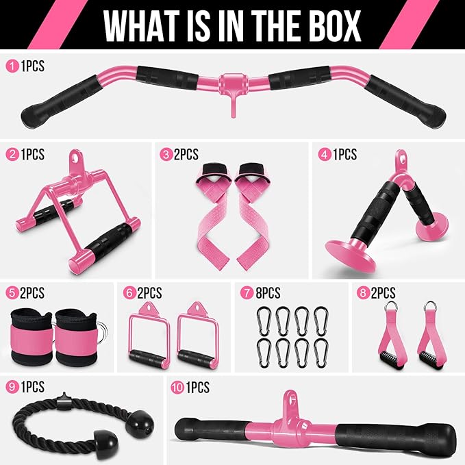 Cable Machine Attachment Set LAT Pulldown Attachments Weight Machine Accessories for Home Gym