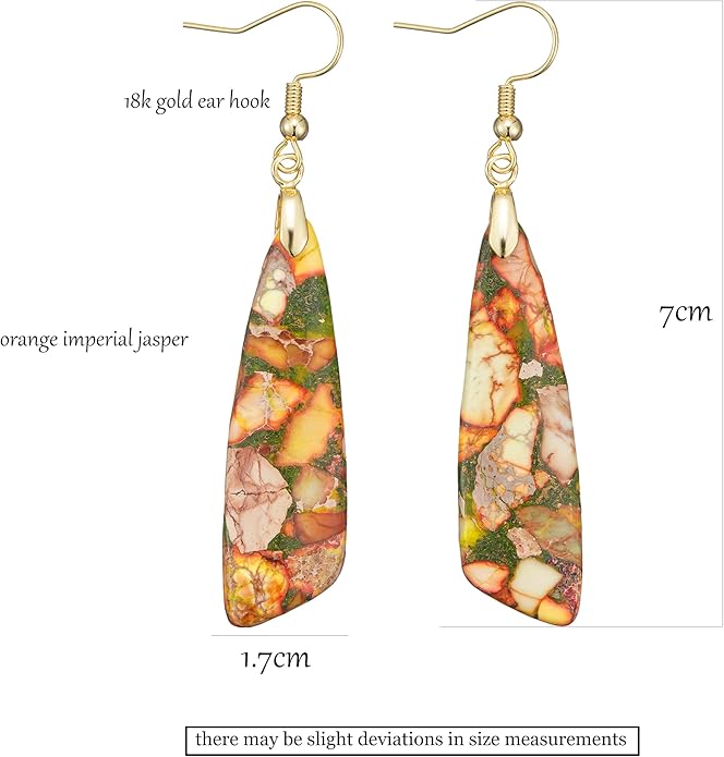 Boho Women Natural Stone Earrings Unique Healing Imperial Jasper Gemstone Energy Hypoallergenic Lightweight Dangle Drop Earrings Multiple Styles Earrings Jewelry for Birthday Party Gift