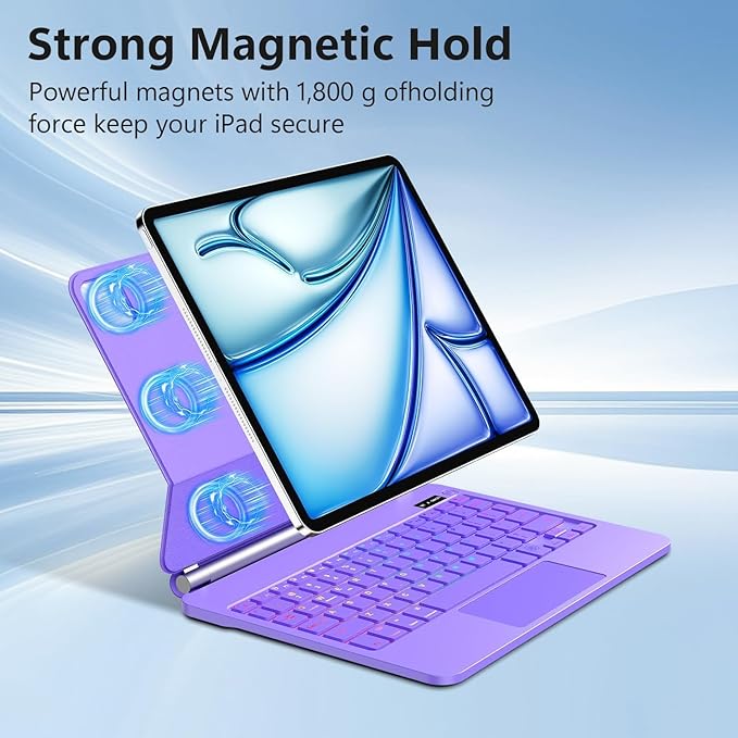 Keyboard Case for iPad Air 13 inch (M2, 2024),iPad Pro 12.9 inch (3/4/5/6th Gen) Magic Magnetic - Easy-Set Floating Cantilever Stand, Multi-Touch Trackpad Backlit Keyboard Case for iPad Air 13
