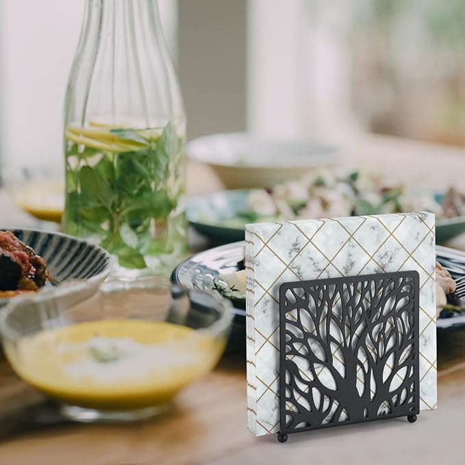 Farmhouse Black Napkin Holder for Tabletop Decor and Kitchen, Metal Table Napkin Holder Stand for Home Restaurant Picnic Party