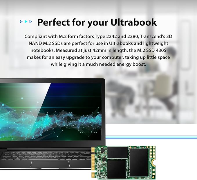 Transcend 128GB M.2 2242 SATA III SSD with Dram Cache, Up to 560MB/s, Compatible w/Ultrabook/Laptop/PC/Desktop, 3D TLC NAND Flash Internal Solid State Drive, LDPC Error Correction, SLC Cache, B+M Key