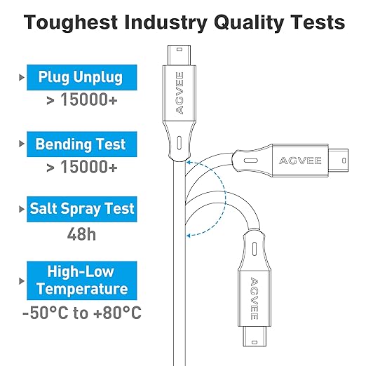 AGVEE 2 Pack 1ft Mini USB Cable, Braided Durable USB-A to Mini-B Charger Charging Cord for TI-84, Garmin GPS, Go-Pro Hero 4 3 2 HD, PS3 Controller, Canon Camera, Blue Yeti Microphone, Black