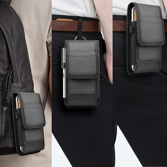 Njjex Phone Holster for Motorola Moto G 5G 2025 G Stylus 2023 G Power 5G 2024 G Play G Pure G Fast Edge 2025 Edge 60 50 G86 G84 G54 G72 Z4 Nylon Cell Phone Belt Clip Holster Holder Pouch Carrying Case