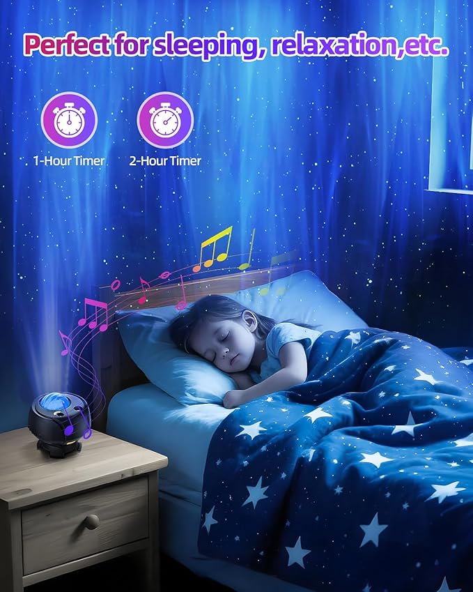 Largest Coverage Area Northern Lights,Galaxy Projector 15 Combinations,60 Light Effects Star Projector for Bedroom,Remote Night Light with Bluetooth Speaker,Timer