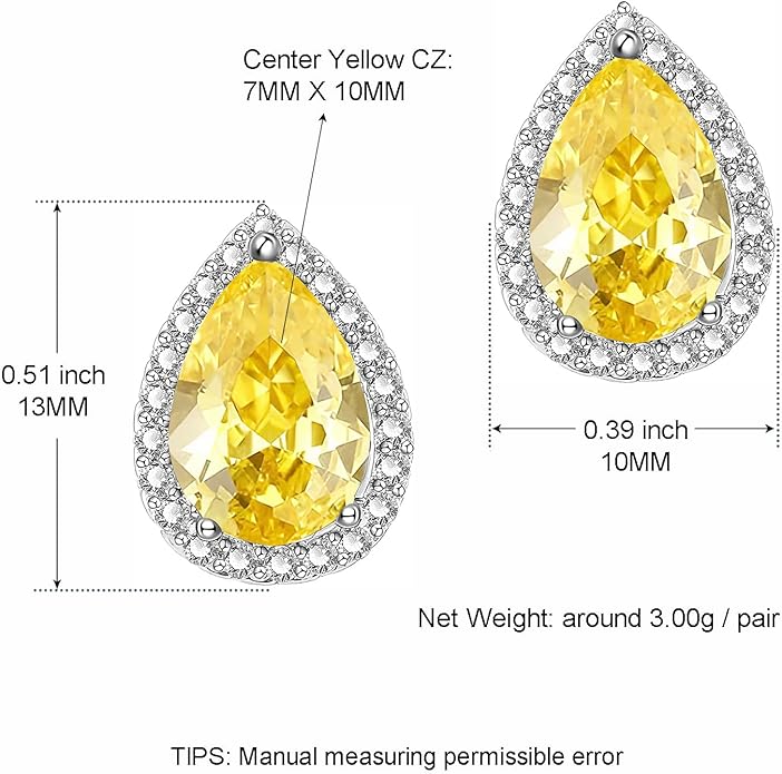 YOMELA Cubic Zirconia Earrings Studs, Halo CZ Birthstone Simulated Diamond Stud Earrings for Women