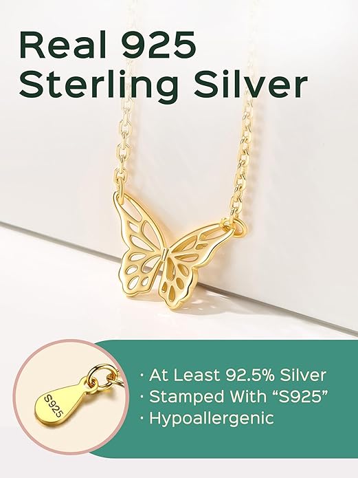 ChicSilver Personalized 925 Sterling Silver Dainty Small Heart/Star/Moon/Dot/Triangle Pendant Necklace for Women, Silver/Gold/Rose Gold/Black (with Gift Box)