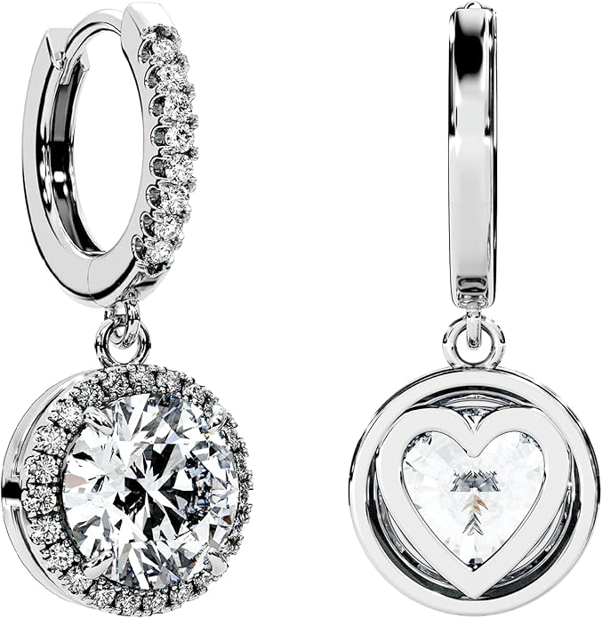 Moissanite Diamond Drop Earrings for Women Halo Solitaire S925 Rodium Vermeil Sterling Silver Dangle for Wife Girlfriend Mom Gifts for Her Daughter on Birthday Wedding Anniversary