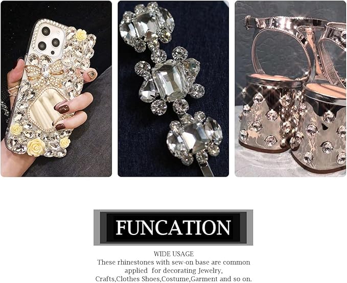 TANOSII Sew on Rhinestones 100 PCS Mixed Shapes Glass Rhinestones Sew on Crystal Gems Mental Flatback with Silver Claw for Jewelry Crafts Clothes Shoes Costume Garment Champagne Type 1