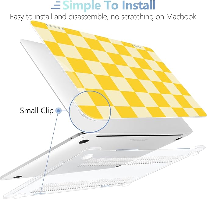 MEEgoodo Case for MacBook Pro 13 inch Case 2022 2021 2020 New A2338 M2/M1 A2251 A2289, Laptop Hard Shell with Keyboard & Camera Cover Compatible with 13 inch MacBook Pro, Yellow Squares