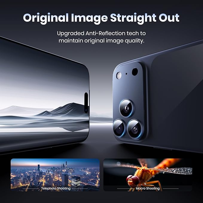 Hoerrye for iPhone 17 Pro Max Camera Lens Protector - [12FT Shatterproof Military Grade] [Strong Adsorption] 9H+ Tempered Glass Camera Screen Full Protective Cover Case Friendly,Deep Blue