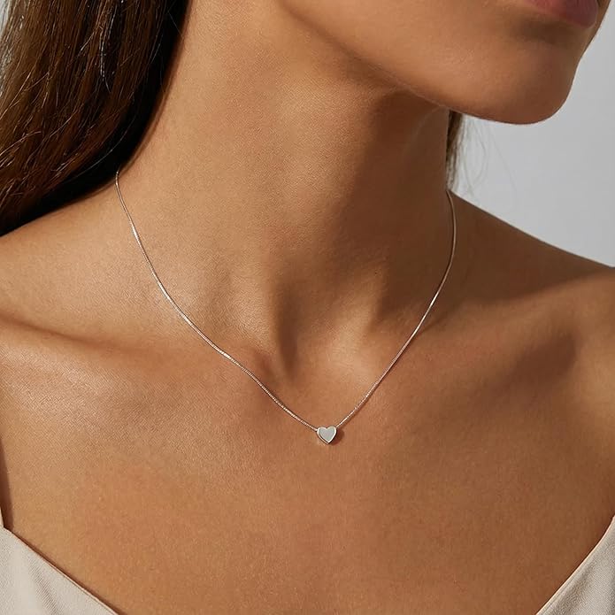 SLUYNZ Genuine 925 Sterling Silver Tiny Love Heart Pendant Necklace for Women Simple Sweet Heart Choker Necklace