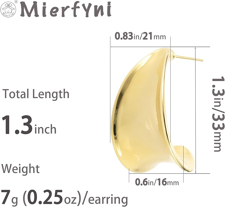 Big Chunky Gold Hoop Earrings for Women Trendy 14K Gold Plated Large Thick Gold Hoops