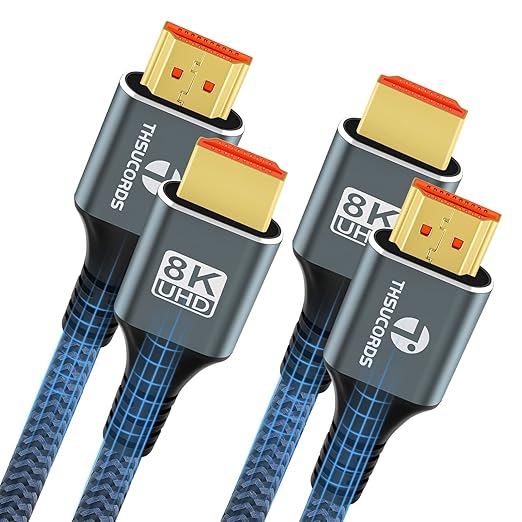 8K 4K HDMI Cable 15FT, High Speed Braided HDMI to HDMI 2.1 Cord Supports 8K@60Hz, 4K@120Hz 144Hz 48Gbps Compatible with Roku TV/PS5/HDTV/Blu-ray