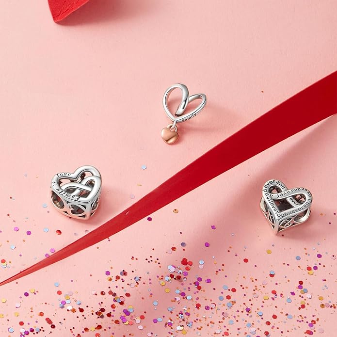 Charm Beads for Women, S925 Sterling Silver Dangle Charm Beads for European Charm Bracelet & Snake Chain Bracelets, Love Family Friendship Butterfly Pet Flower Designs, Gift Box Included