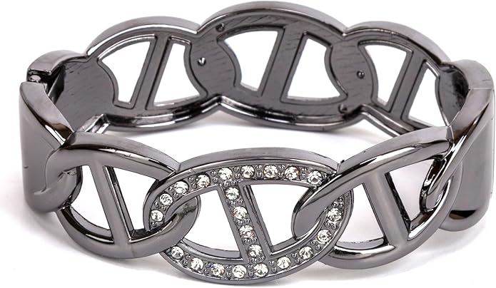 SPUNKYsoul Chain Link Buckle With Rhinestones Cuff Bracelet in Gold, Silver Rose Gold and Gun Metal for Women