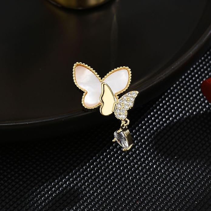 Pearl Flower Brooch for Women - Gold Plated Pearl Flower Pin Rhinestone Buttons Lapel Pin Jewelry - Valentine's Day Gift