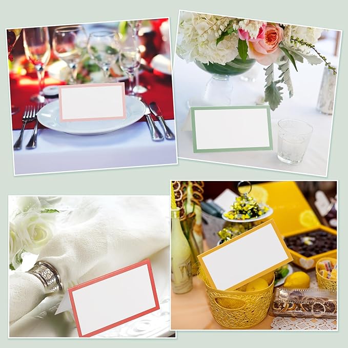 PATIKIL 50Pcs Table Place Cards, 3.5 x 2 Inches Blank Name Place Cards for Table Setting Wedding Reception Buffet, Purple
