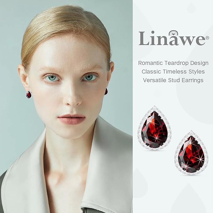Linawe Women Stud Earrings, Teardrop Diamond Moissanite Cubic Zirconia Earrings Studs Rhinestone Jewelry Gold/Silver/Rose Gold