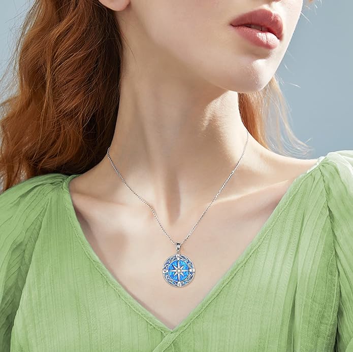 Compass Necklace Sterling Silver Celtic Knot Necklace Graduation Friendship Talisman Travel Necklace Inspirational Graduation Gift Jewelry Gifts for Women Girls