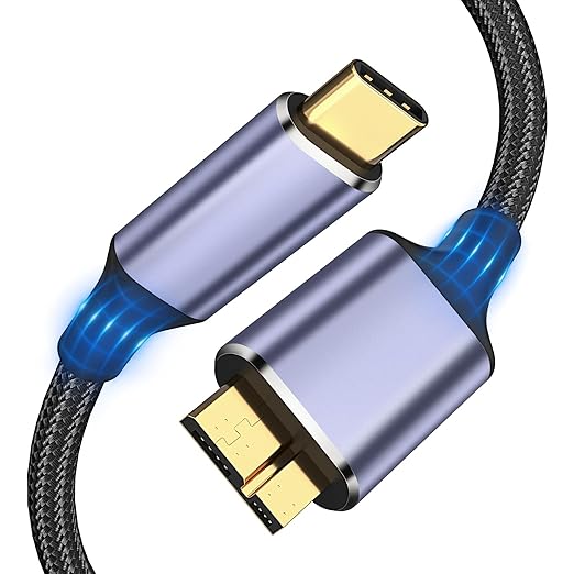 USB 3.1 Micro B to USB C Hard Drive Cables, 1FT 10 Gbps USB C to Micro B, External Hard Drive Cable Compatible with MacBook Pro/Air, iPad/Tablet, iPhone, Samsung Galaxy S24, WD Seagate etc