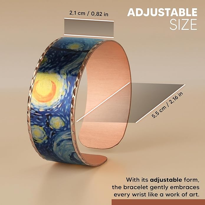 Moreni Copper Bracelet for Women with Wooden Gift Box – Art-Inspired Elegant & Timeless Handmade Jewelry Gift