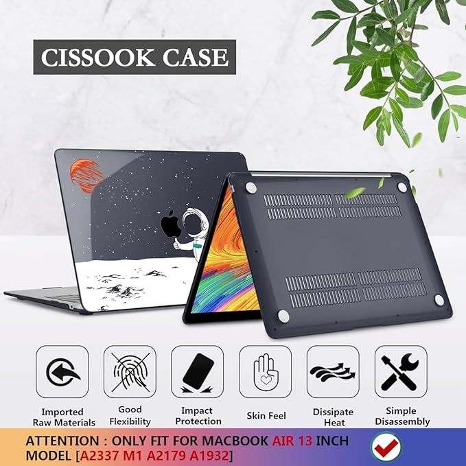 CISSOOK Compatible with MacBook Air 13 inch Case 2021 2020 2019 2018 Release A2337 M1 A2179 A1932, Astronaut Hard Shell Case for MacBook Air 13 Inch with Retina Display and Touch ID, Space Themed Mars