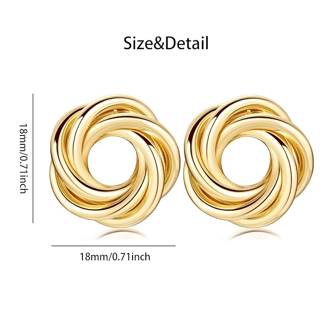 Chunky Knot Link Circle Earrings for Women Geometric Drop Dangle Earrings Studs Trendy