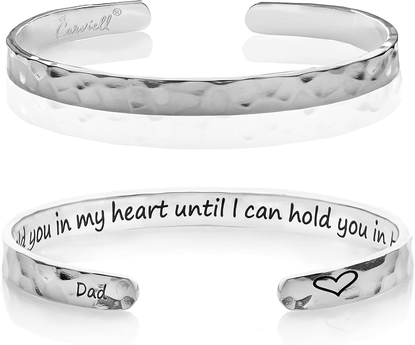 Carviell Engraved Cuff Bracelets for Women – Inspirational, Friendship, Love, Mom, Daughter, Sister, Christian, Graduation, Memorial & Wedding Gifts – 80+ Phrases – Stainless Steel, Gift-Ready