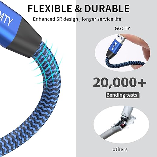 USB to USB Cable 6FT,Durable Braidedfor USB 3.0 Male to Male Type A to Type A Cable Data Transfer Compatible with Hard Drive, Laptop, DVD Player, TV, USB 3.0 Hub, Monitor, Camera, Set Up Box and More