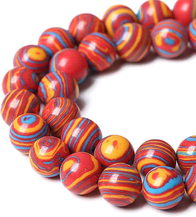 38PCS 10mm Natural Orange Malachite Beads Round Loose Stone Beads for Jewelry Making DIY Bracelet Necklace 15 Inch,Energy Stone Healing Power