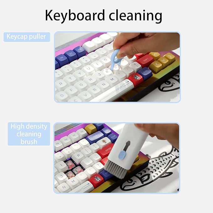 7 in 1 Electronic Cleaner Kit – Keyboard and Laptop Cleaning Kit with Brush for AirPods Pro, Phone, Computer, and Screen, Includes Bonus Flannel Cloth – Blue