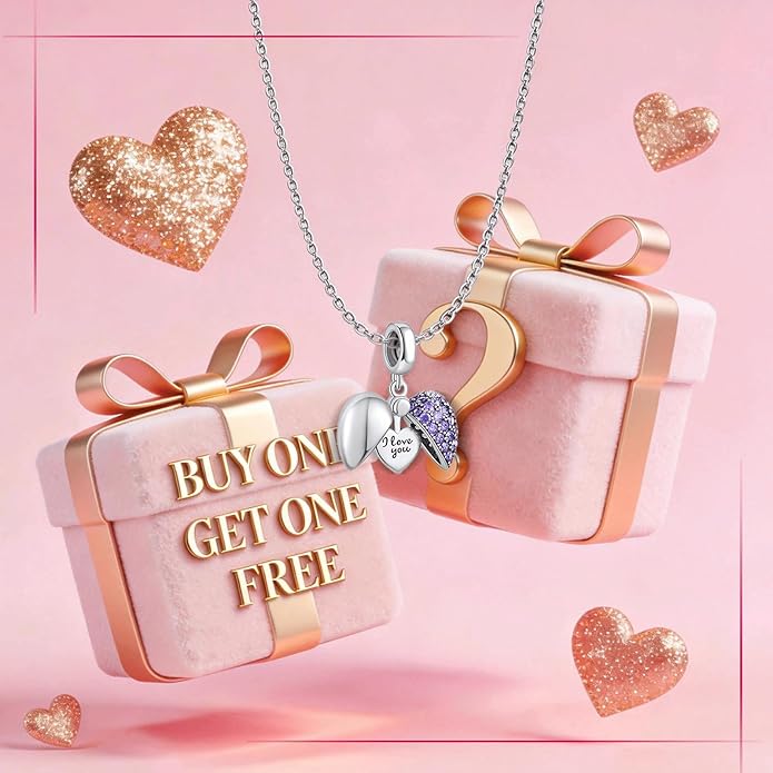 NINGAN “I Love You” Dangle Charm Love Heart Pendant Bead for Women Wife Girlfriend with 5A Cubic Zirconia for Charm Bracelets 925 Sterling Silver