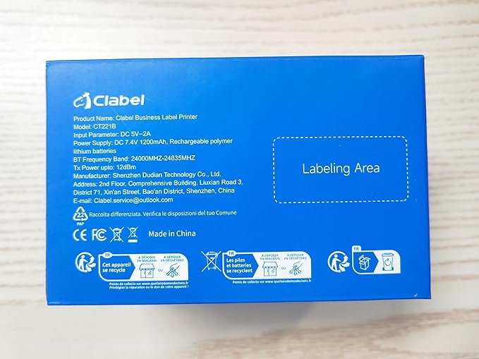 CLABEL Thermal Label Maker Machine: 221B Bluetooth Label Maker Mini Sticker Printer Barcode Printer Inkless Label Maker Compatible with Clothing Price Labeling with 1 Roll of 50x30mm Label(Gray White)