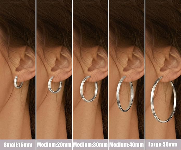 Gacimy Flatted Hoop Earrings for Women 14K Gold Plated with 925 Sterling Silver Post