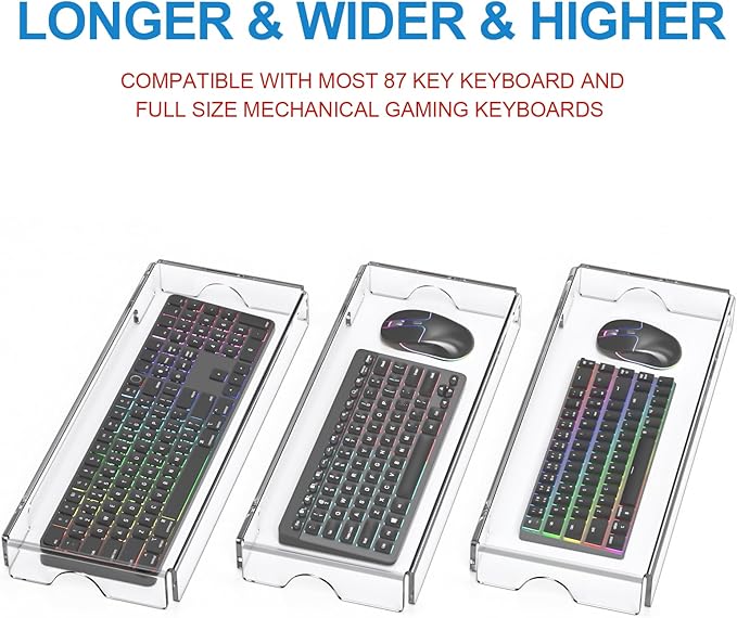 WINFFOR Acrylic Keyboard Cover Protector - 2 Pack Mechanical Keyboard Dust Cover Computer Keyboard Cover Keyboard Protector Fits 17'' Keyboard (Crystal Clear)