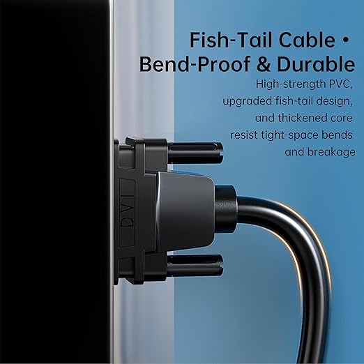 DVI to VGA Cable 6ft/1.8m [DVI-I 24+5 Pin Male to VGA Male] - Gold-Plated Connector for PC, Monitor, Projector - Compatible with Desktop, Laptop, GPU