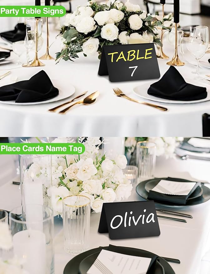 Herda 12 Pack 4"x3" Mini Chalkboard Signs for Party Buffet,Food Labels for Party Supplies-Wedding Table Signs -Bakery Food Tags-Small Chalkboard Place Cards with 6 Liquid Multicolored Chalk Markers