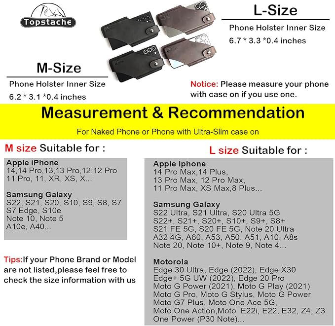Topstache Leather Phone Holster - Magnetic Clip Case for iPhone & Samsung, Dark Brown