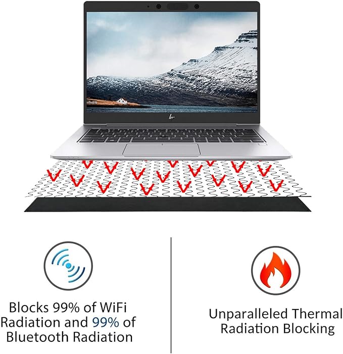 QRFDTSOQY Laptop Pad Protection, Radiation Shielding Pad, Multi-Layer EMI Blocker, Suitable for Laptops, Tablets, Notebooks, Ipad, Cell Phones, Black, Aluminum Cooling