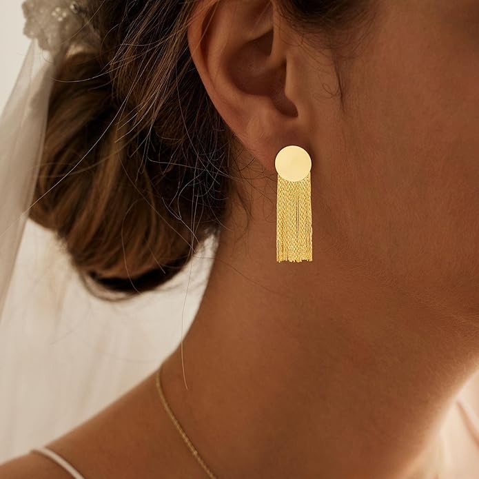 Gold Earrings for Women Trendy, Simple Dainty 14K Gold Plated Paperclip Square Chain Link Dangle Hoops Earrings Pin Stud Huggie Earrings Lightweight Hypoallergenic Minimalist Aesthetic Gold Jewelry for Christmas Gifts
