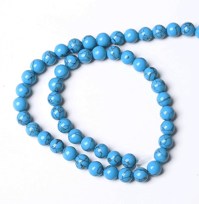 90PCS 4mm Natural Stone Beads Blue Turquoise Round Loose Gemstone Beads for Jewelry Making DIY Bracelet Necklace 15 Inch,Energy Stone Healing Power (Blue Turquoise Beads, 4mm)