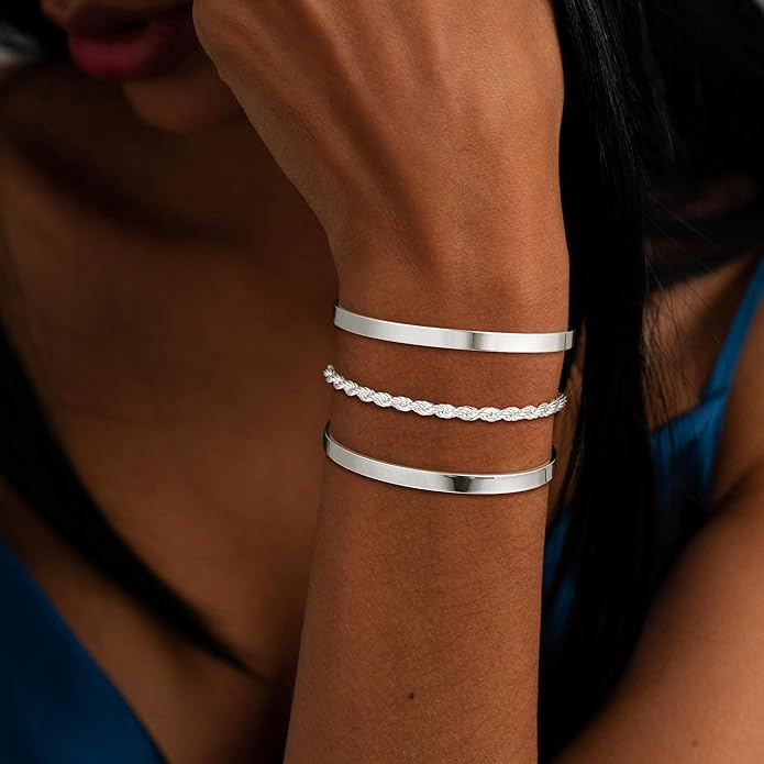 Gold Bangle Bracelets for Women, Non Tarnish Dainty 14K Gold Plated Cuff Bracelets Stackable for Women,Waterproof Bracelet Stack Gold Jewelry Gifts Trendy Adjustable Accessories