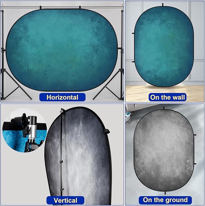 Kate Collapsible Backdrop Pop Up Photo Backdops Grey Foldable Background for Headshot, for Portrait Photography, for Video, 5x6.5ft