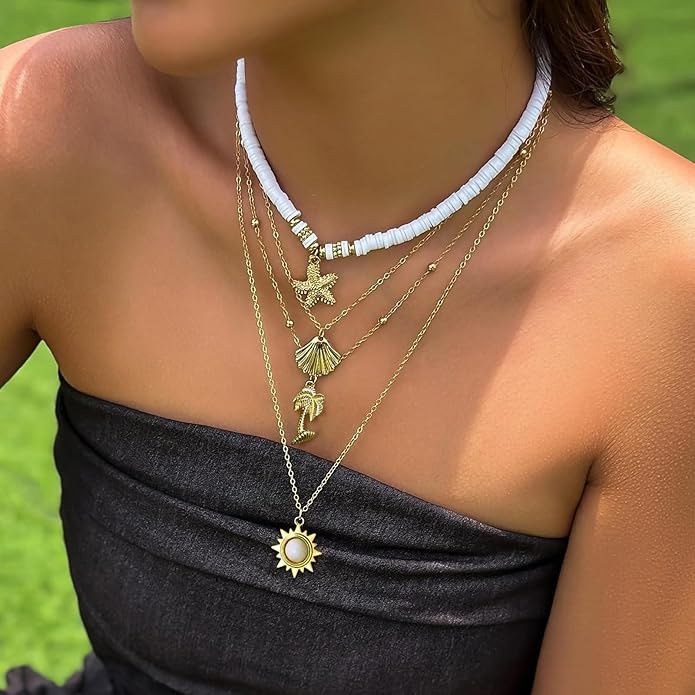 Nackiy Handmade Sea Shell Necklace for Women Summer Adjustable Natural Shell Collar Necklace