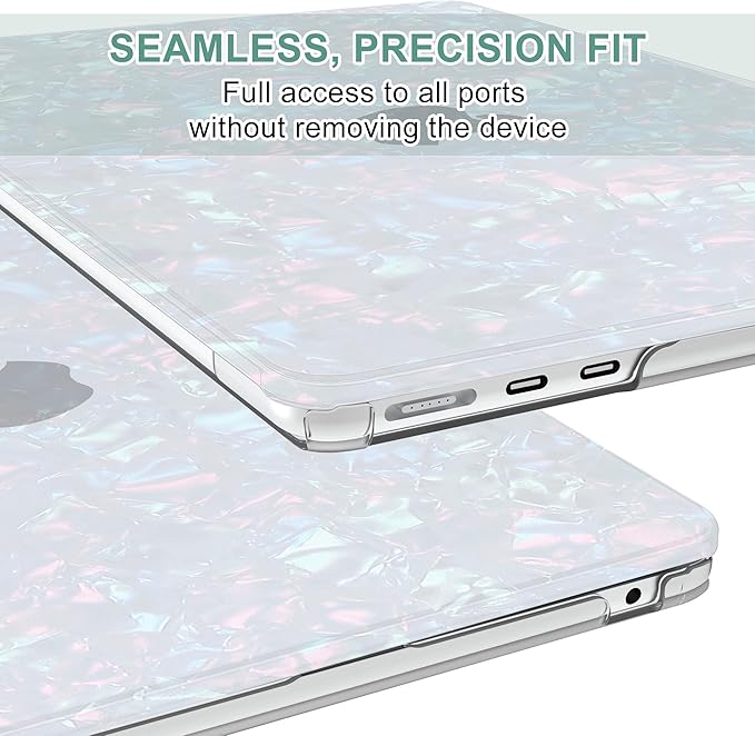 B BELK Compatible with MacBook Air 13 inch Case 2025 2024 2023 2022 M4 M3 M2 A3240 A3113 A2681, Plastic Laptop Hard Shell +Keyboard Cover +Screen Protector for MacBook Air 13.6 inch Case, Shiny Pearl