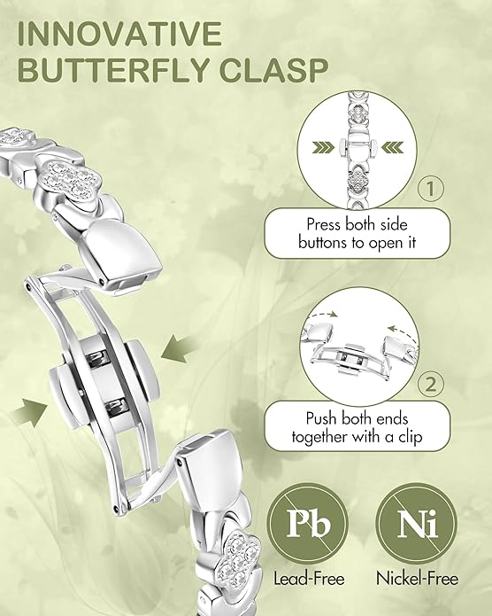 Feraco Pure Copper Bracelets for Women, 5X Ultra Strength Magnetic Bracelet with 5000 Gauss Neodymium Magnets & Upgraded Butterfly Clasp, Adjustable Jewelry Gift