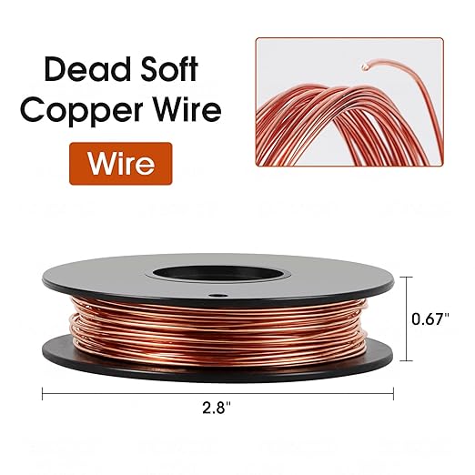 26 Gauge/0.4mm 426 Feet 5 oz 99.9% Dead Soft Copper Wire for Electroculture Gardening, Jewelry Making, Beading, Science Projects, DIY Artwork, Pure Bare Copper Wire