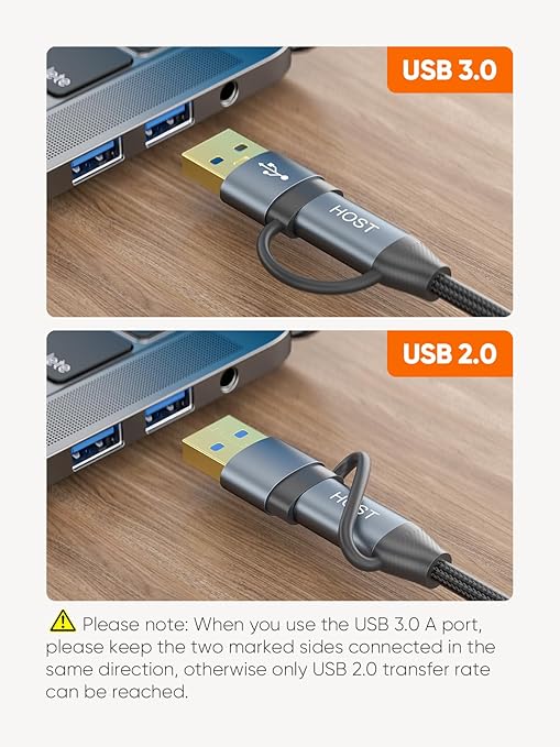 CableCreation USB C Hard Drive Cable 1FT, 5Gbps USB A/C to Micro B, Compatible With iPhone 15 Plus/15 Pro Max, WD, External Hard Drive, and Camera, Grey