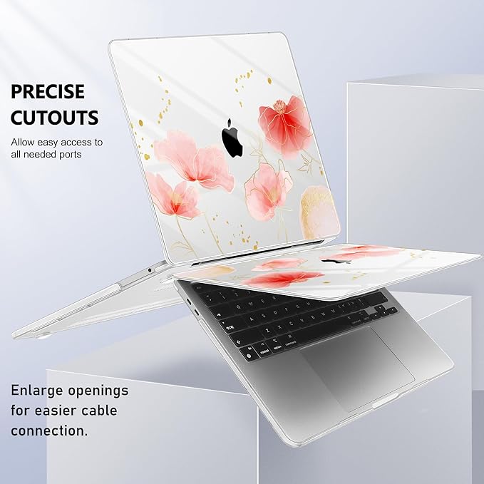 Case for MacBook Pro 13 inch with/Without Touch Bar (2016-2022, M2 A2338 M1 A2289 A2251 A2159 A1989 A1706 A1708), Hard Shell + Keyboard Cover + Dust Plug, Spring Floral